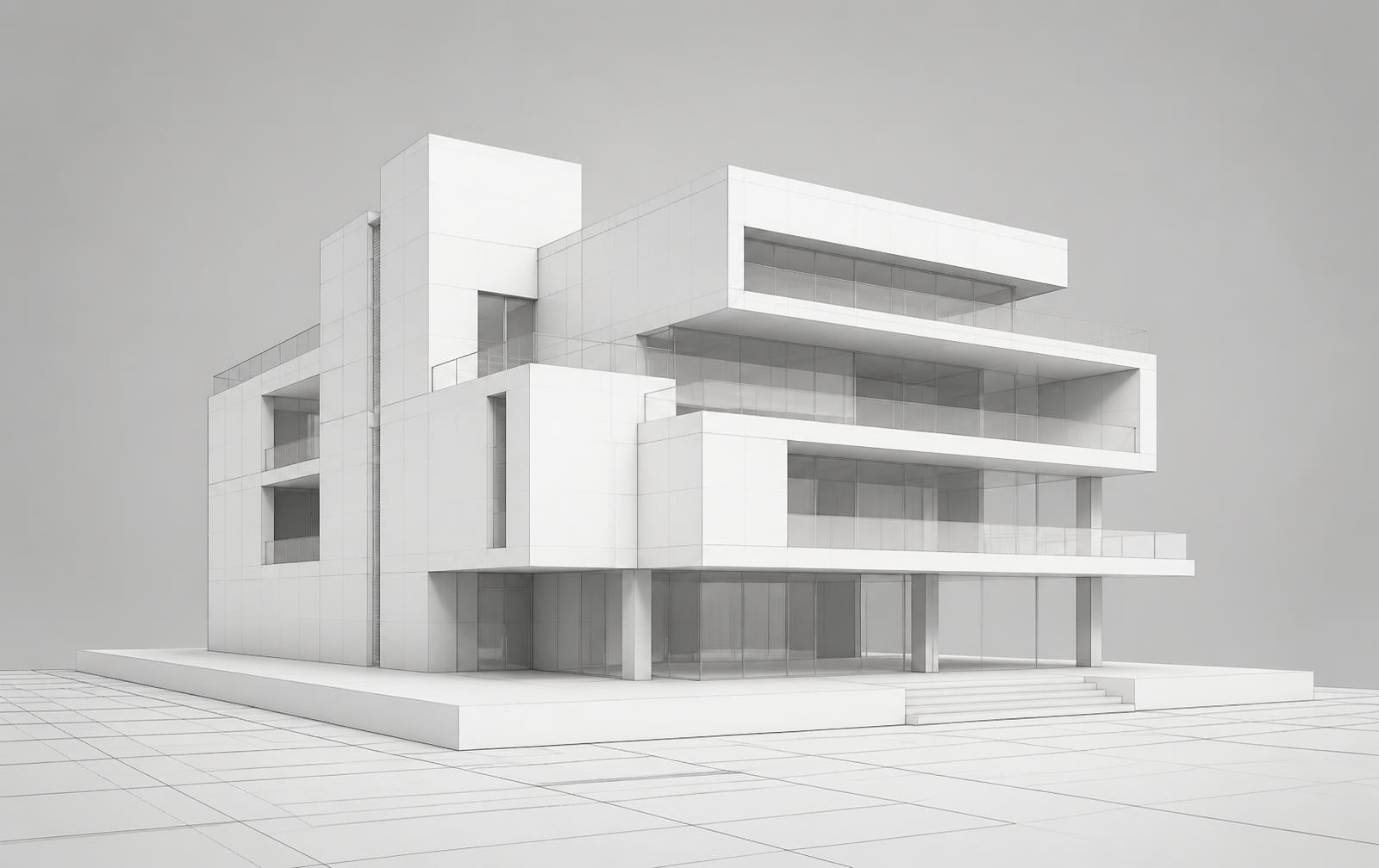 Architectural visualisation of an interior in warm neutral tones